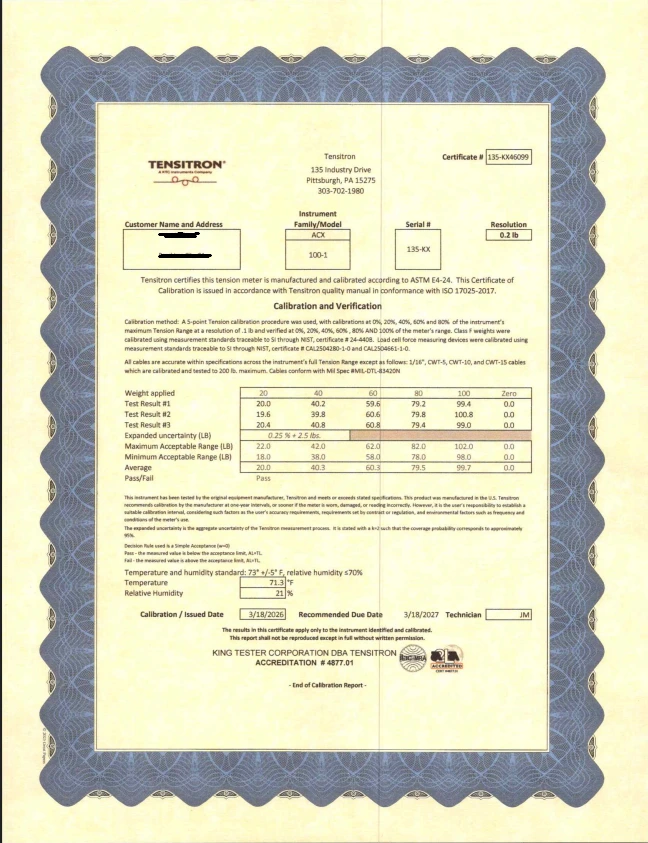 Accredited calibration