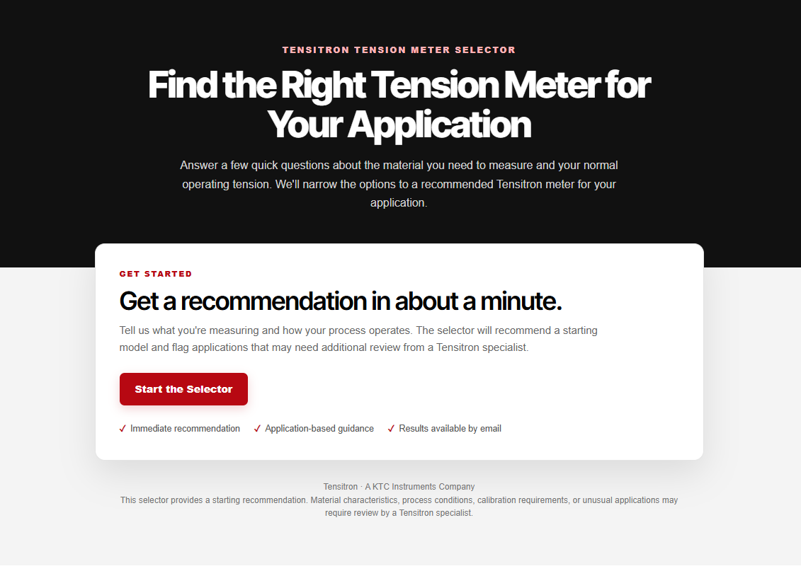 Preview of the Tensitron Tension Meter Selector